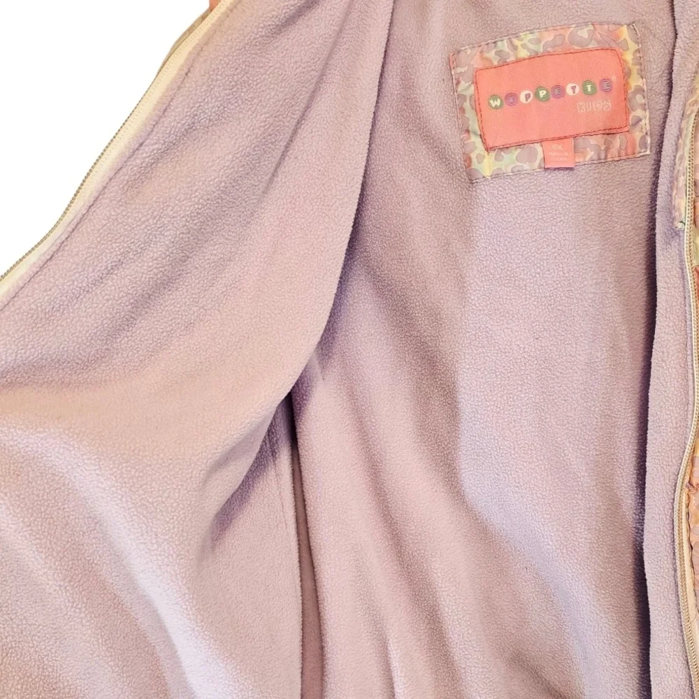 Pastel Leopard Print Ruffle Puffer Jacket - Picture 4 of 7